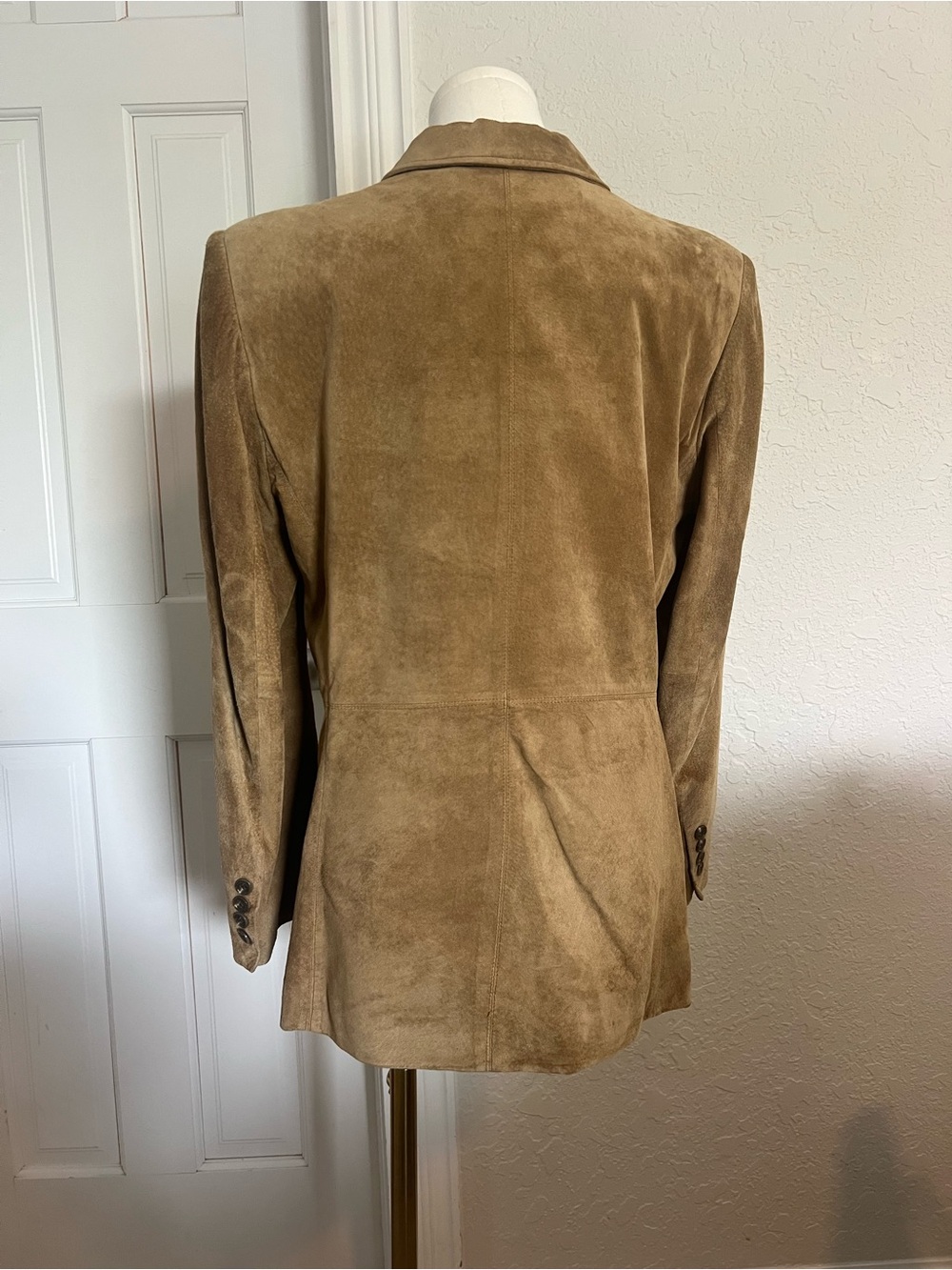 Women’s Lauren Ralph Lauren Suede Leather Blazer Jacket Tan Size Medium Western - Picture 6 of 12